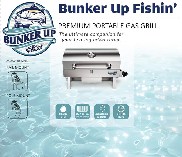 Stainless Steel Boat Grill with Pontoon Rail Mount