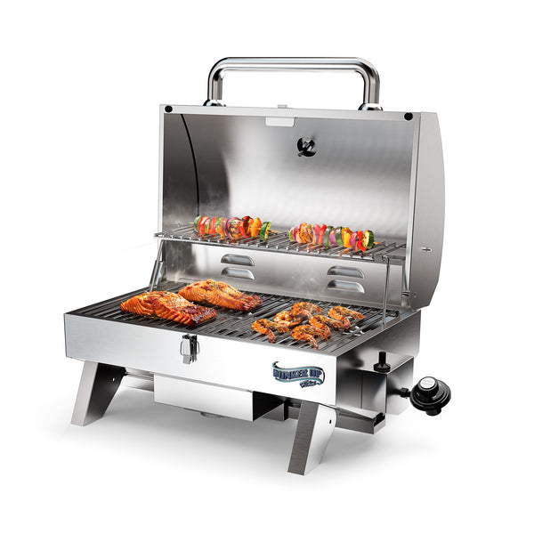 Stainless Steel Boat Grill with Pontoon Rail Mount