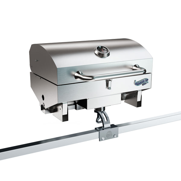 Stainless Steel Boat Grill with Pontoon Rail Mount